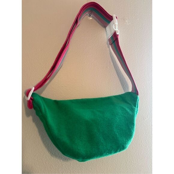NWOT ShiraLeah Bright Green Terry 100% Cotton Belt Crossbody Bag 10"W x 6"H - Picture 7 of 7